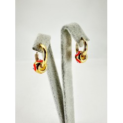 Gold Turuncu Nazar Boncuklu Küpe